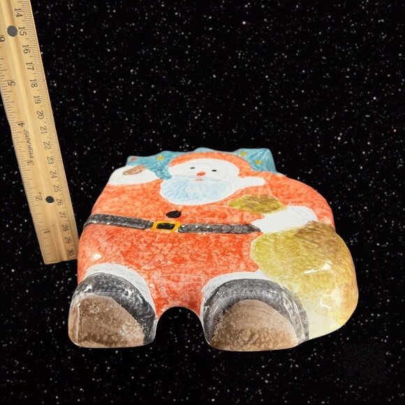 Italian Pottery ITALICA ARS Santa Claus Christmas Resting Wall Hanging Plaque - Picture 5 of 13